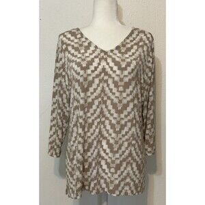 Chicos Travelers Women Size 2 (L) 3/4 Sleeve Slinky Stretch Top Office Travel